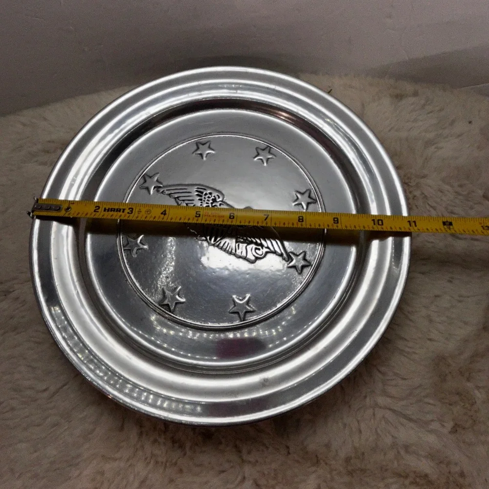 Vintage Pewter Plate US Eagle Emblem‎ Stars Decorative Collectible. Wilton